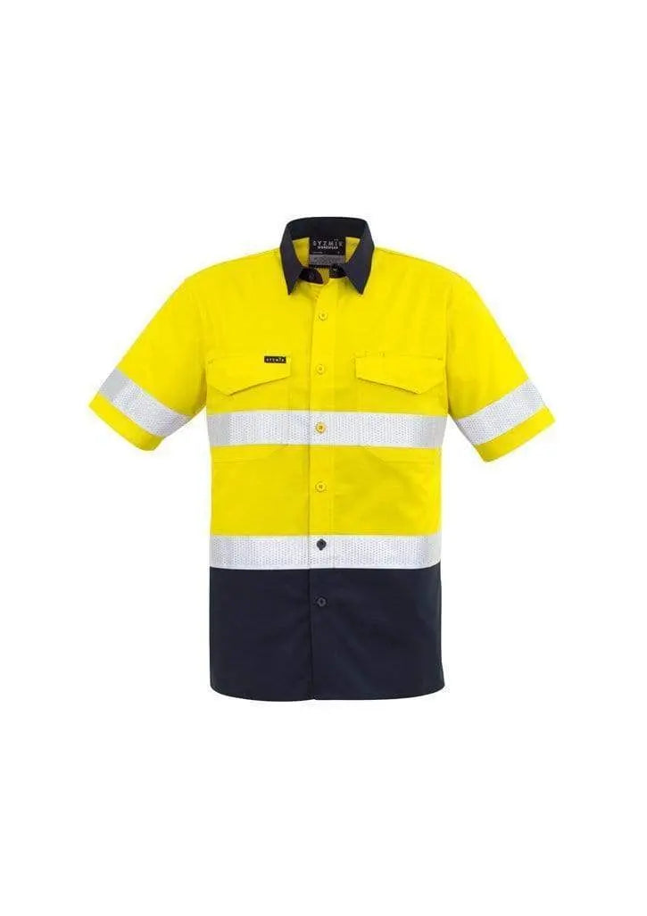 SYZMIK Men’s Rugged Cooling Taped Hi-Vis Spliced S/S Shirt ZW835 Metro Workwear.